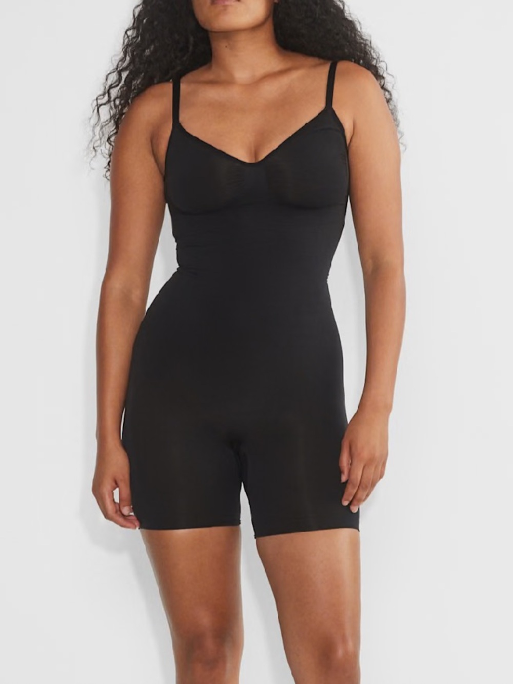 Unbranded black compression Shapewear spaghetti strap shorts bodysuit size M/L
